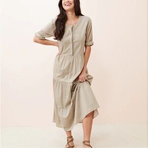 Jenni Kayne Beige Long Sleeve Dress